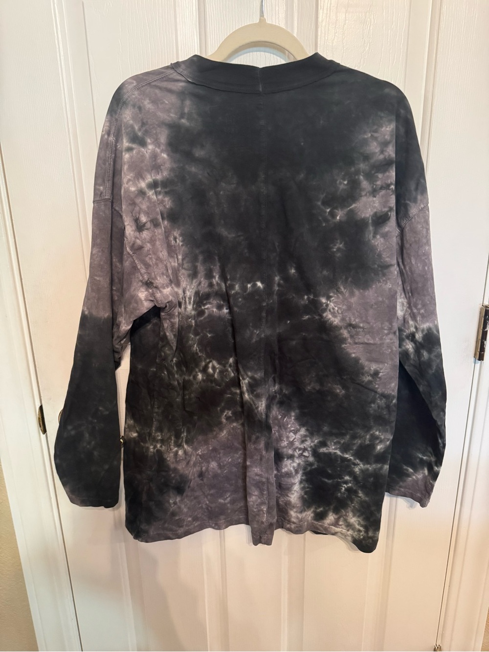 We The Free Black Grey Tie Dye Oversized Long Sleeve Tee, L - Picture 2 of 4